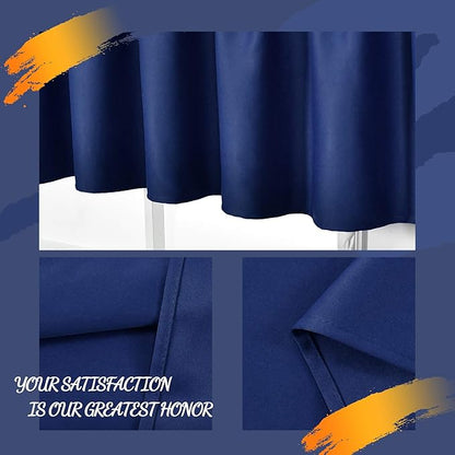 4 Panels Navy Valance for Windows 42x18 Inch Solid Thermal Insulated Blackout Rod Pocket Kitchen Short Curtain Toppers Valance for Bathroom Living Room