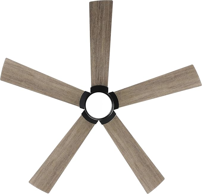 54" Ceiling Fan with Light and Remote Control, Modern Dimmable LED Light, 6-Speed Noiseless Reversible DC Motor, 5 Plywood Ceiling Fan for Kitchen Bedroom Living Room Black/Wood Color