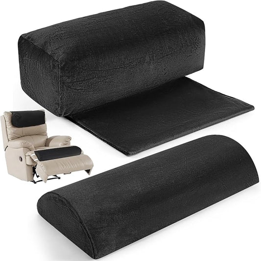 Yalikop 2 Pcs Non Slip Recliner Head Pillow Half Moon Bolster Pillow Set Neck Pillow for Office Chair Foot Pillow for Head Ankle Lumbar Support Leg Elevation Sleeping, Sofas and Loveseats (Black)