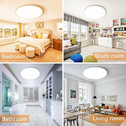 1PACK LED Flush Mount Ceiling Light Fixture, 3000K-4500K-6000K & 150W Equivalent Modern Kitchen Recessed Ceiling Lamp 36W 3600Lm 16 Inch Closet Round Surface for Bathroom Laundry Bedroom Hallway