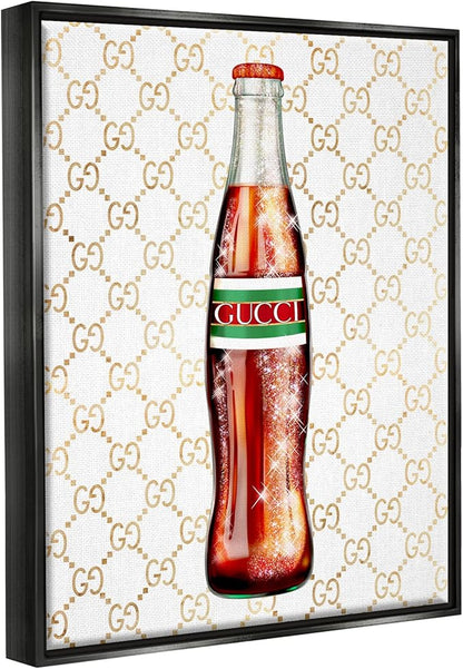 Stupell Industries Stylish Cola Bottle Kitchen Glam Fashion Pattern Floating Framed Wall Art, Design By Ziwei Li