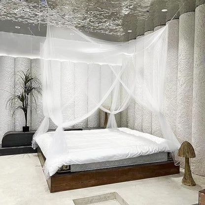 Minimalist Four Corner Mosquito Net Post Bed Curtain Canopy Hanging Kit Romantic Home Bedroom Decoration Princess Curtains for Tent Kids Rooms Baby Bassinet Outdoor Court Landing Garden Camping