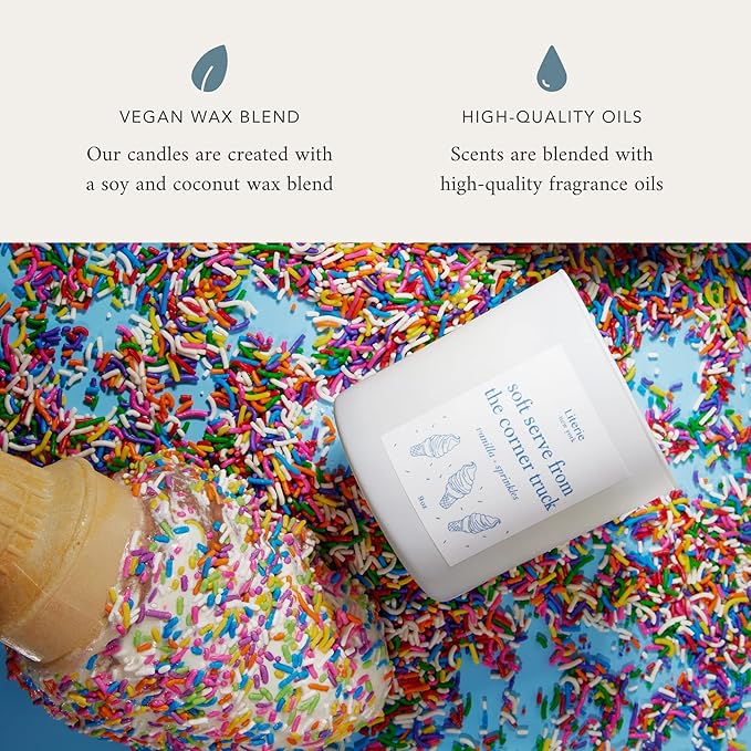 NYC Inspired Scented Candle: Soft Serve from The Corner Truck - Vanilla & Sugar Scent, 9oz, 50 Hour Burn, Vegan Soy & Coconut Blend Candle for Home Decor, Gift for Women & Men