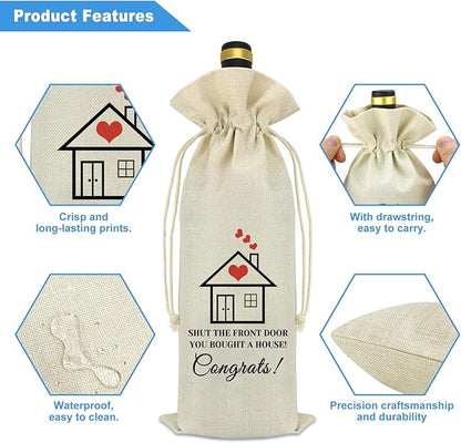 New Home Gift House Warming Gift for Friends Wine Bag Funny Housewarming Gifts New Home Gifts for Home New Home Owners Gift for Couple Wine Bottles Gift Bag First Home Gift Congrats Gift for Coworker