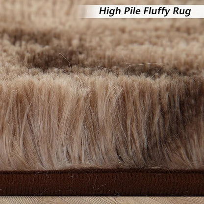 6x9 Area Rug for Living Room, Soft Fluffy Bedroom Carpet Rug Indoor Modern Plush Floorcover Mat Large Abstract Throw Rugs for Dining Room Non Slip Non Shed Nursery Home Decor Rug, Tie-dyed Brown