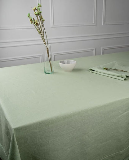 D'Moksha Homes Linen Tablecloth 60 x 156 Inch - 100% Pure Linen Sage Green Tablecloth - Machine Washable Dining Tablecloth for Rectangle Tables