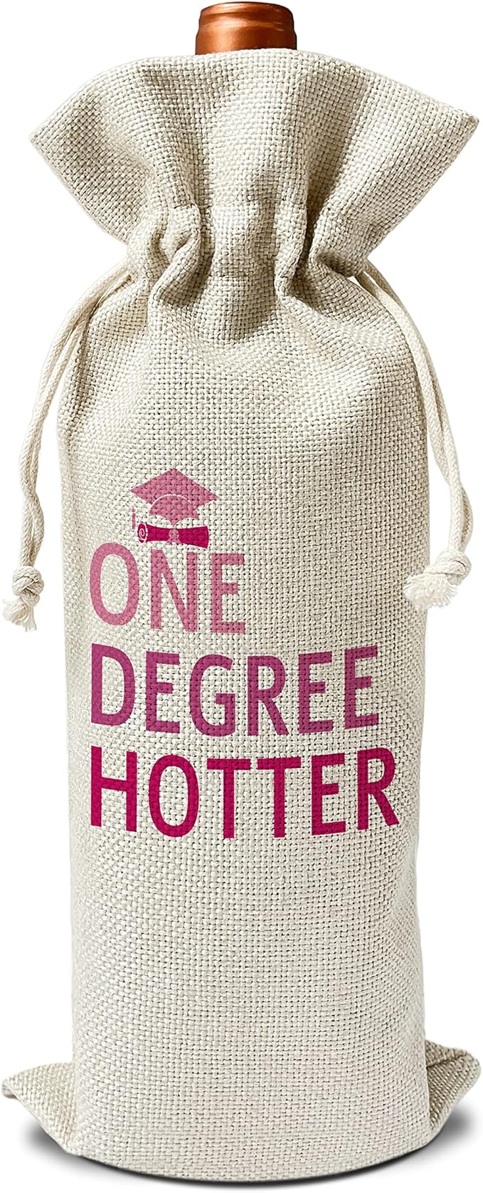 Zodvery One Degree Hotter Wine Gift Bags - for Graduation, Leaving School - Reusable Burlap With Drawstring Gift Bag (5.5"x 13.5")-1 Pcs/jiu041