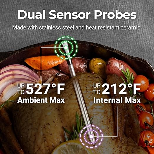 [NEW] MEATER SE: Wireless Smart Meat Thermometer with Bluetooth | Measures Internal & Ambient Temp | Perfect for Oven, Grill, Kitchen, BBQ, Rotisserie, Air Fryer | Equipped with Black Charger