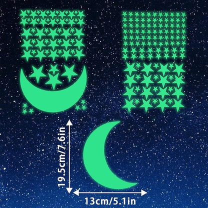 174PCS Ceiling Stars Glow in the Dark, Wall Decals Decor Ceiling Stars Glow in the Dark Self-Adhesive Luminous Star Sticker Wall Stickers for Kids Bedding Room or Party Birthday Gift(173 Stars/1 Moon)