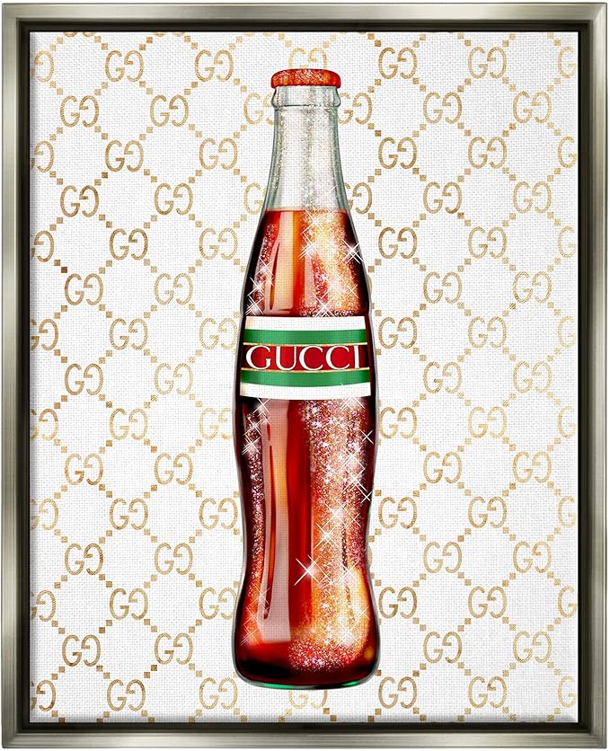 Stupell Industries Stylish Cola Bottle Kitchen Glam Fashion Pattern Floating Framed Wall Art, Design By Ziwei Li