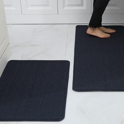 COSY HOMEER 20x30 Inch/20X48 Inch Kitchen Rug Mats Made of 100% Polypropylene Strip TPR Backing 2 Pieces Soft Kitchen Mat Specialized in Anti Slippery and Machine Washable,Navy