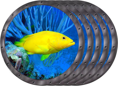 5 PCS Ocean Animals Wall Stickers, Fish 3D Stickers 11 inch Window Wall Stickers Decals for Bathroom and Bedroom Classroom Home Decor