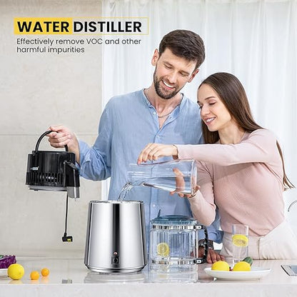 VIVOHOME Water Distiller Countertop 1.1 Gallon/4L 304 Stainless Steel Distilled Water Machine with Smart Switch Purifier Filter for Home Office