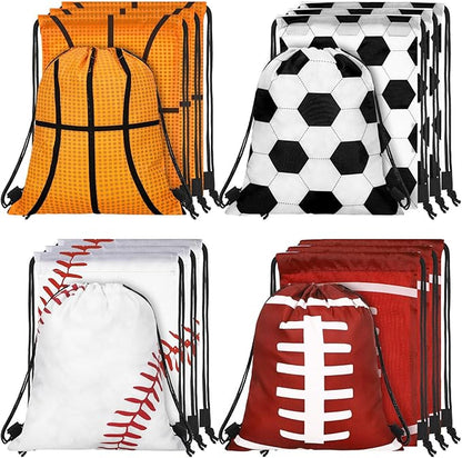 12 Pcs 17 Inch Ball Drawstring Bag Gift Bags Party Favors Cinch Bags Drawstring Backpack Sack Bag (Balls Style)