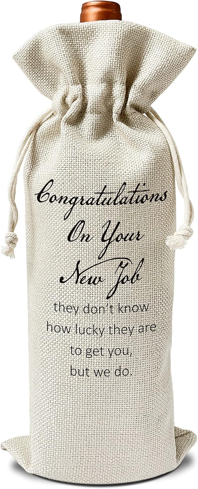 Zodvery Congratulationg on Your New Job Wine Gift Bags - Gift for Co-worker, Collegues, Friend, Family, New Job - Reusable Burlap With Drawstring Gift Bag (5.5"x 13.5")-1 Pcs/jiu055