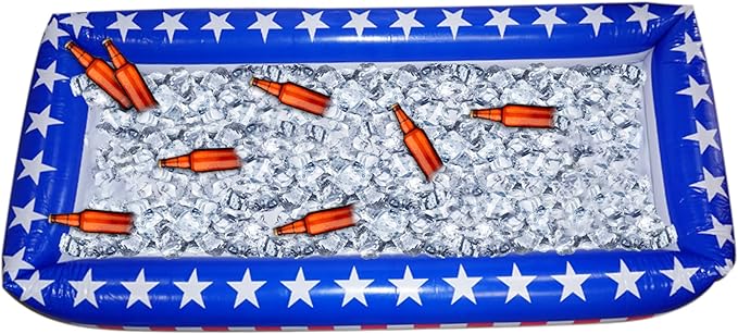 2 Pack Patriotic Inflatable Serving Bar, Ice Buffet Cooler Salad Serving Trays - Memorial Day Party Supplies, Independence Day Fourth of July Party BBQ Cooler Indoor Outdoor by 4E's Novelty