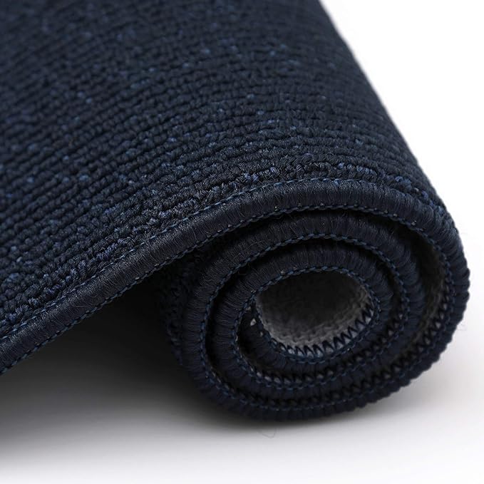 COSY HOMEER 24x35 Inch/24X60 Inch Kitchen Rug Mats Made of 100% Polypropylene Strip TPR Backing 2 Pieces Soft Kitchen Mat Specialized in Anti Slippery and Machine Washable,Navy