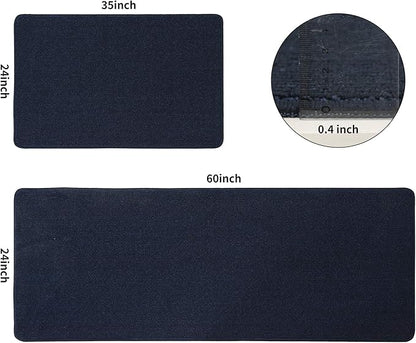 COSY HOMEER 24x35 Inch/24X60 Inch Kitchen Rug Mats Made of 100% Polypropylene Strip TPR Backing 2 Pieces Soft Kitchen Mat Specialized in Anti Slippery and Machine Washable,Navy