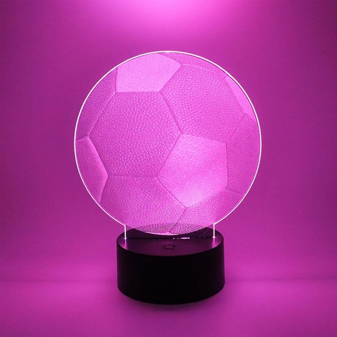 3D Optical Illusion Night Light Bedroom Home Office Decoration 7 Colors Changing Touch Control Birthday Christmas Gifts (Soccer Shape)