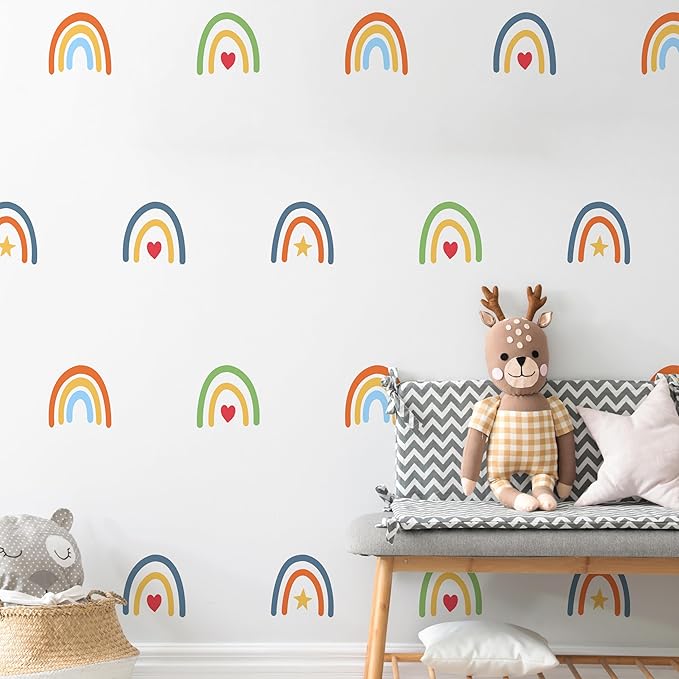 Rainbow Wall Stickers Kids Room Decals Peel and Stick Wall Decals for Living Room Bedroom Nursery Home Decor Playrooms Wall Decals (Color 02)