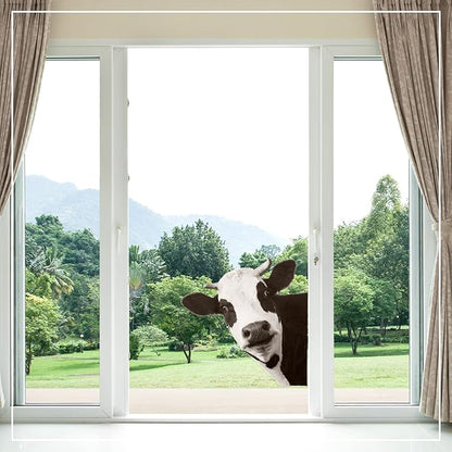 4 Pcs Cow Window Decal Cow Wall Decal Funny Farm Classroom Decor Cute Cow Window Sticker Realistic Peeking Cow Print Stickers Bedroom Window Decals for Living Room Door Farm Kitchen Decor