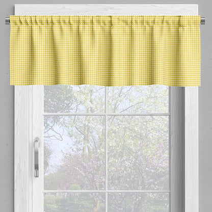 Ambesonne Checkered Valance & Tier Curtain 3 pcs Set, Classic English Pattern in Yellow Picnic in Summertime Theme Retro Striped, Window Treatments for Kitchen Room Decor, 55" x 45", Yellow White