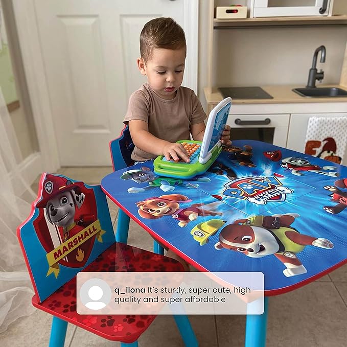 Delta Children Kids Table and Chair Set With Storage (2 Chairs Included) - Ideal for Arts & Crafts, Snack Time, Homeschooling, Homework & More, Nick Jr. PAW Patrol