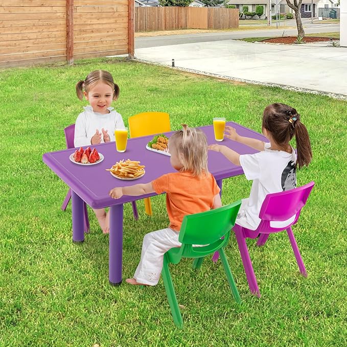 24" L x 24" W Kids Table and 4 Chairs Set, 1-8 Year Old Toddler Activity Craft Table for Toddlers Home, Nursery, Classrooms - Red