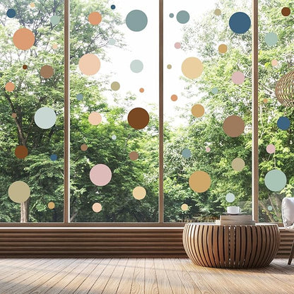 Zonon 264 Pieces Polka Dots Sticker Circle Wall Decal for Bedroom, Playroom Decor Removable Vinyl Stickers Dots Wall Decals(Boho Color)