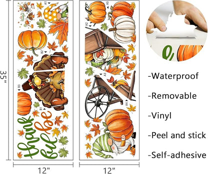 Mfault Thanksgiving Gnome Turkey Wall Decals Stickers, Be Thankful Fall Pumpkins Maple Leaves Decorations Bedroom Art, Autumn Harvest Season Farmhouse Home Kitchen Decor