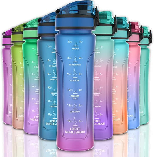 15oz Kids Sports Water Bottles for School with Spout Lid (Blue Purple)