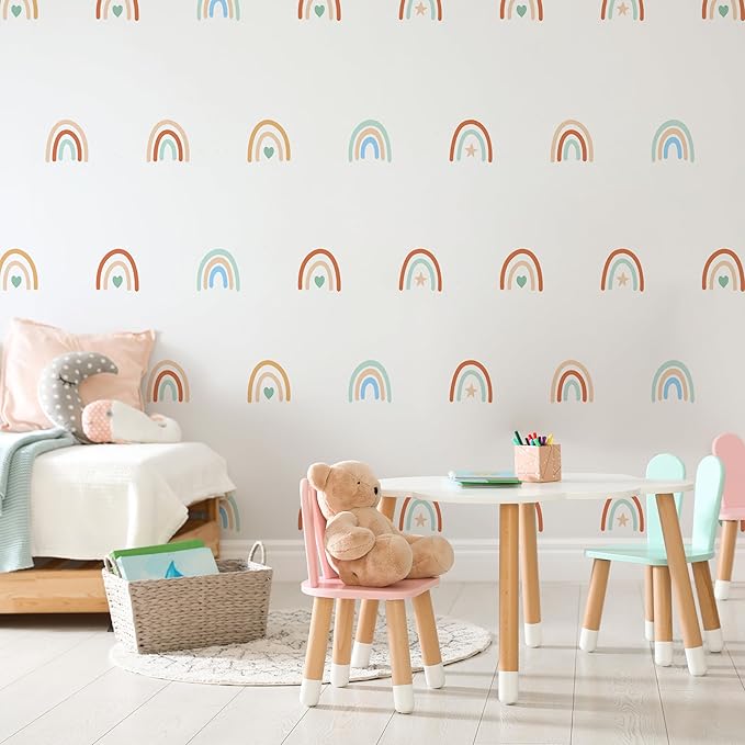 Rainbow Wall Stickers Kids Room Decals Peel and Stick Wall Decals for Living Room Bedroom Nursery Home Decor Playrooms Wall Decals (Color 03)