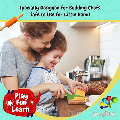 Young Chefs Cooking and Baking Set for Kids – 19 Pieces Real Kids Baking Set – Giftable Kids Baking Sets for Girls and Boys – Kids Cooking Set Real Tools