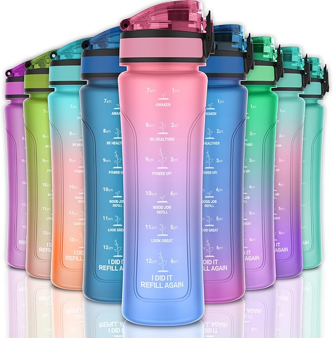 15oz Kids Sports Water Bottles for School with Spout Lid (Pink Blue)