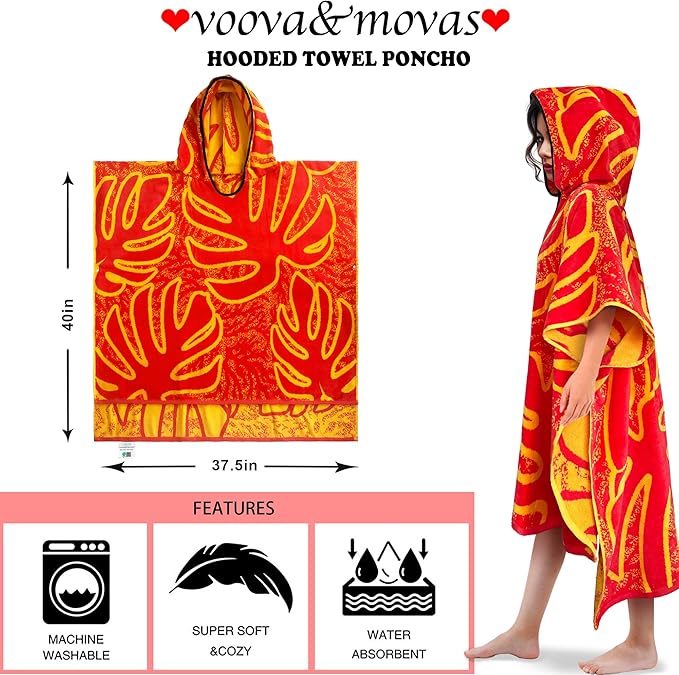 VOOVA & MOVAS Hooded Towel Adult (14Years Up)-Palm, Thick Cotton Wearable Bath Towels for Women Plus Size, Swim Towels for Women, Adult Towel Pocho for Bathroom, Home, Pool Use