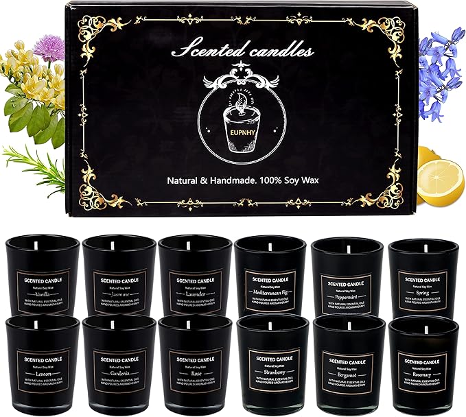 12pcs 2.5oz Scented Candles Gift Set Soy Wax Decorative Candles for Home.