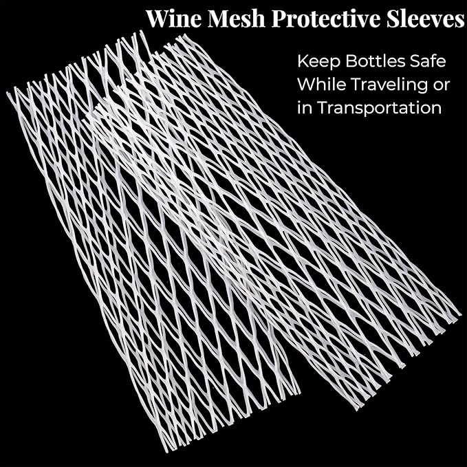 150 Pieces Wine Mesh Protective Sleeves, 8 Inch Long Mesh Liquor Bottle Protector, PE Net Mesh Sleeves for Wine Glass Bottle, Keep Bottles Safe While Traveling or in Transportation, White