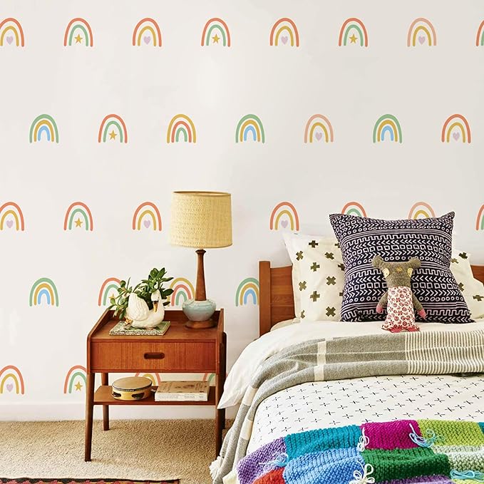 Rainbow Wall Stickers Kids Room Decals Peel and Stick Wall Decals for Living Room Bedroom Nursery Home Decor Playrooms Wall Decals (Color 04)