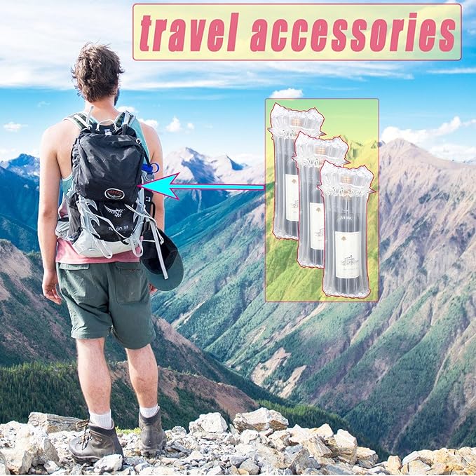 10 Packs Wine Travel Inflatable Bag Airplane - Wine Bottle Travel Protector Bags,Bubble Travel Camping Wrap Pouches Packing for Wine Bottles