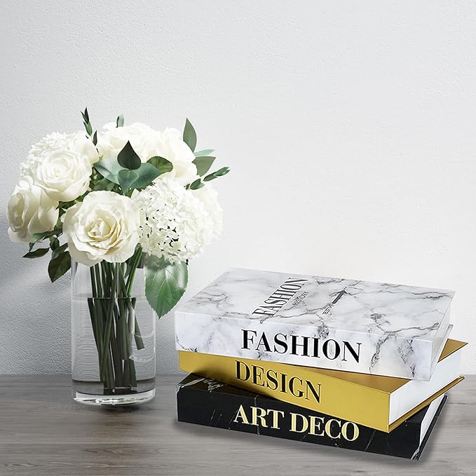 Neutral Home Books Decor Display for Living Room and Office Fashion Decorative Book，Hardcover Fake Decorative Books for Coffee Tables and Shelves(gold)