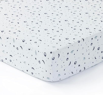 100% Cotton Muslin crib sheets for Boys and Toddler, Soft and Breathable, crib sheets girl Snug Fit, Machine Washable, Multiple Colors, Planets Muslin Size 28"x52"x9"