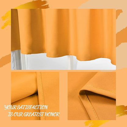 Vibrant Orange Valance for Windows 60x18 Inch Solid Thermal Insulated Blackout Rod Pocket Kitchen Short Curtain Toppers Valance for Bathroom Living Room 1 Panel