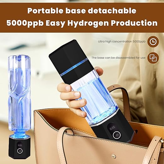 SPE/PEM Hydrogen Rich Water Bottle, Hydrogen Rich Water Flask,Hydrogen Rich Concentration Technology, OLED Display,for Home,Office,traval (Black), zbfc1BLACK