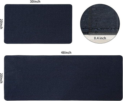 COSY HOMEER 20x30 Inch/20X48 Inch Kitchen Rug Mats Made of 100% Polypropylene Strip TPR Backing 2 Pieces Soft Kitchen Mat Specialized in Anti Slippery and Machine Washable,Navy