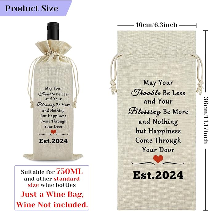 Blessing Housewarming Gift for New Homeowner Wine Gift Bag New Home Wine Bag For Friends Perfect Gifts for New Homeowners Realtor Gift to Clients Wine Bottle Cover Bag Housewarming Party Decorations