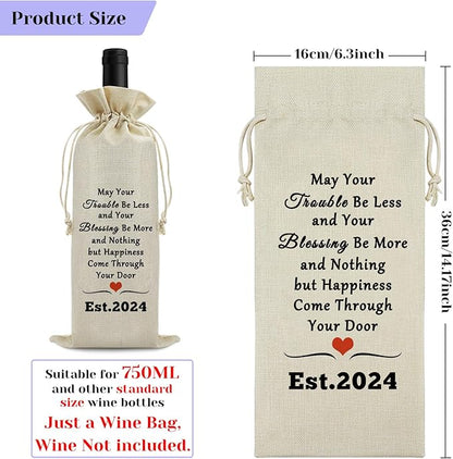 Blessing Housewarming Gift for New Homeowner Wine Gift Bag New Home Wine Bag For Friends Perfect Gifts for New Homeowners Realtor Gift to Clients Wine Bottle Cover Bag Housewarming Party Decorations