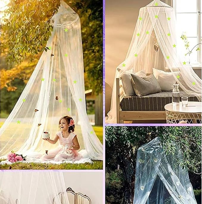 Bed Canopy Curtain, Mosquito Netting for Bedroom, Ceiling Hanging Dome Dreamy Princess Canopy Net for Girls Kids Teenager, Home Decoration for Single Bed to Queen Bed, Easy Installation