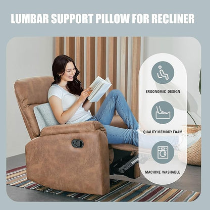 BALAPET Memory Foam Lumbar Support Pillow for Recliner Chair, Extra Large Back Support Cushion for Elderly, Supportive Lumbar Support Pillow, Thick Backrest for Home Reading, 20x14x5, Light Grey