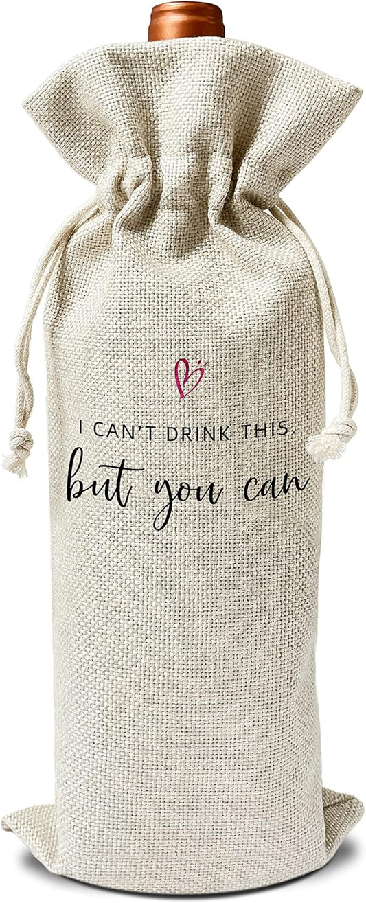 Zodvery Baby Announcement Wine Gift Bags - Gift for Pregnancy Announcement, Grandparents, Friend Aunt Uncle - Reusable Burlap With Drawstring Gift Bag (5.5"x 13.5")-1 Pcs/jiu048