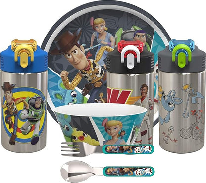 Zak Designs Toy Story 4 Buzz & Woody 15.5 ounce Water Bottle, Non-BPA with One Hand Operation Action Lid and Built-in Carrying Loop, with Straw is Perfect for Kids